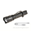 Werksversorgung hochwertiger T6 10W leistungsstarke wasserdichte zoomable Aluminium USB wiederaufladbare taktische LED -Taschenlampe